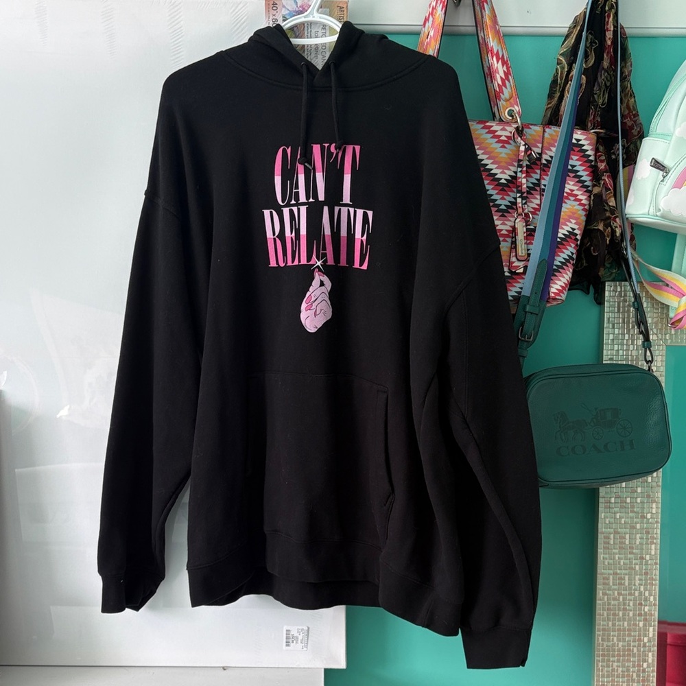 NWOT Jeffree Star Black Hoodie with Pink Can’t Relate Graphic